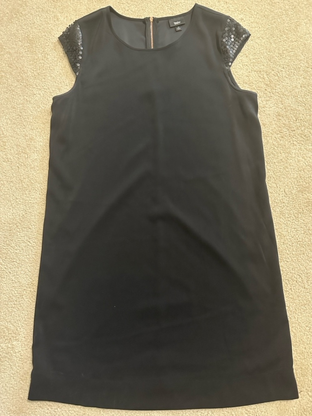 Mossimo Supply Co. Black Midi Dress with Sequin Cap Sleeves. Large